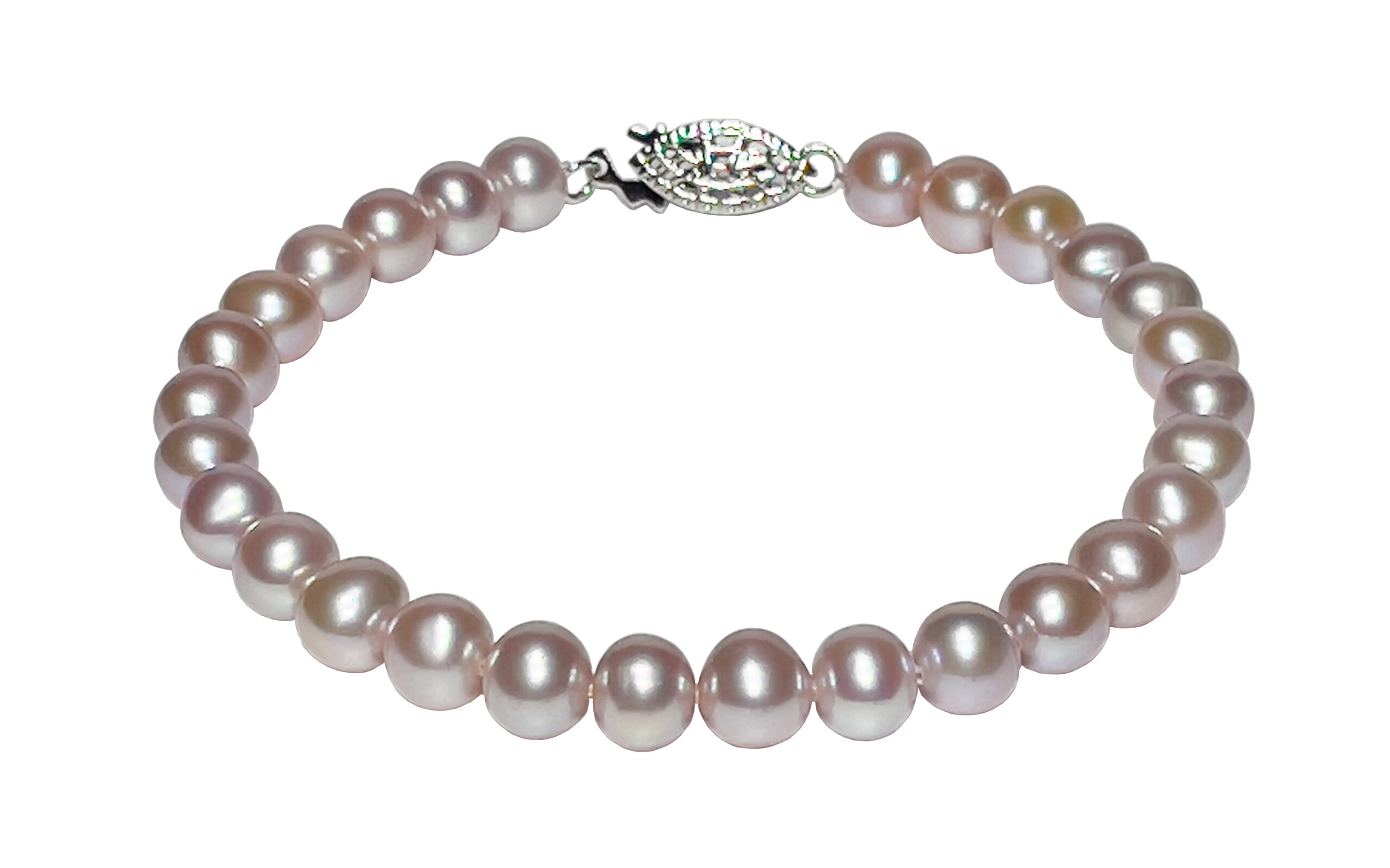 Sterling Silver Rhodium-plated 9-10mm Pink Button FWC Pearl Bracelet -  Unclaimed Diamonds